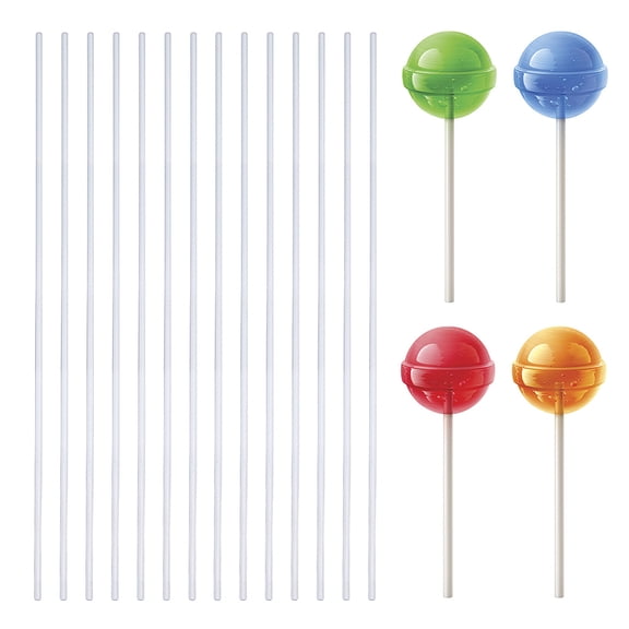 About 200Pcs Acrylic Dowel Rods Clear Lollipop Sticks 25.1x0.3cm Cake Topper Sticks for Candy Dessert Chocolate Handmade DIY