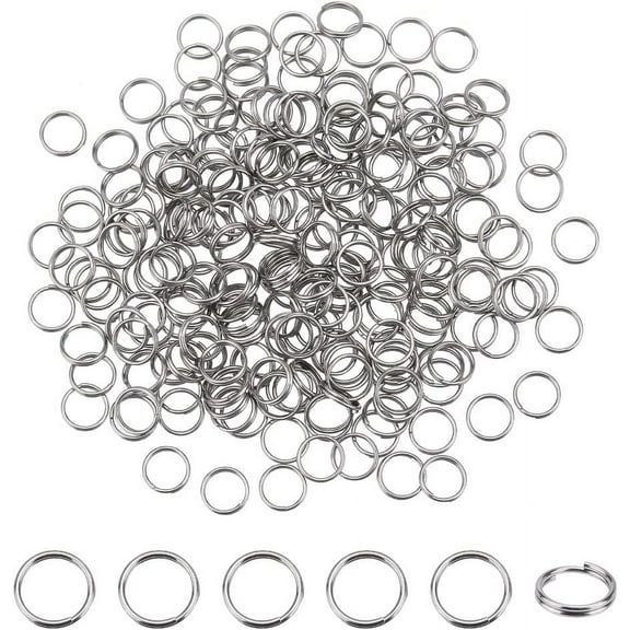 About 215 pcs 7mm 304 Stainless Steel Split Rings Double Loop Jump Ring Chainmail Link Wire 23-Gauge for Jewelry Making