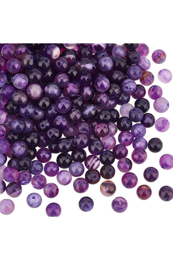 About 248~252pcs Orchid Fire Agate Beads 6~7mm Dyed Agate Beads Round Loose Gemstones Beads Energy Stone for Bracelet Necklace Jewelry Making