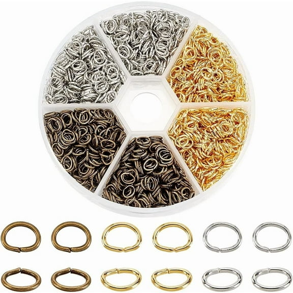 About 2550 Pcs Iron Oval Open Jump Rings Chainmail Link 5.5x4mm Wire 21-Gauge for Jewelry Findings 3 Colors