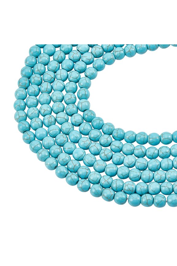About 300 Pcs 8mm Round Stone Beads Synthetical Turquoise Beads Gemstone Loose Beads for Bracelet Necklace Jewelry Making (Hole: 1mm)