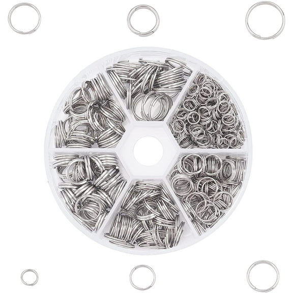 About 500pcs 6 Sizes Ring Split Rings Stainless Steel Jump Ring 5-10mm Stainless Steel Color Split Double Loops