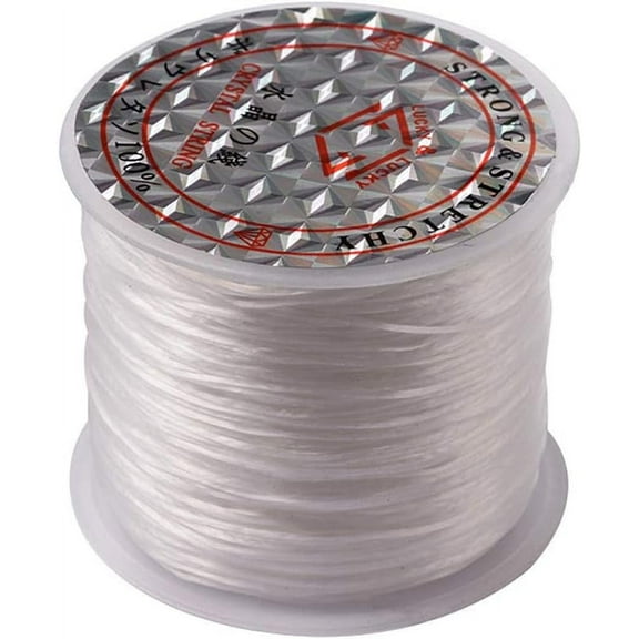 About 65 Yards White Elastic Thread 0.8mm Stretch String Cord Crafting DIY Thread for Bracelets Gemstone Jewelry Making Beading Craft Sewing White