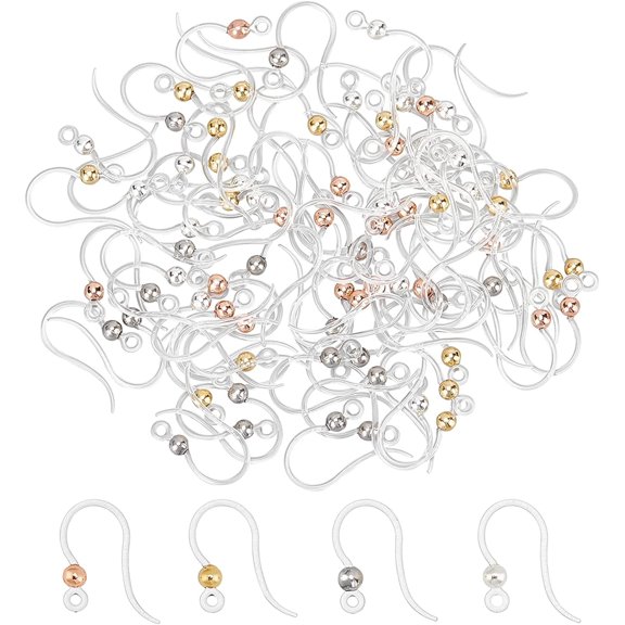 80pcs 4 Colors Earring Hooks Eco-Friendly Plastic Ear Wire Mixed Color 0.5mm Pin Earring Wire