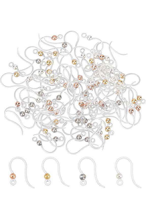 80pcs 4 Colors Earring Hooks Eco-Friendly Plastic Ear Wire Mixed Color 0.5mm Pin Earring Wire