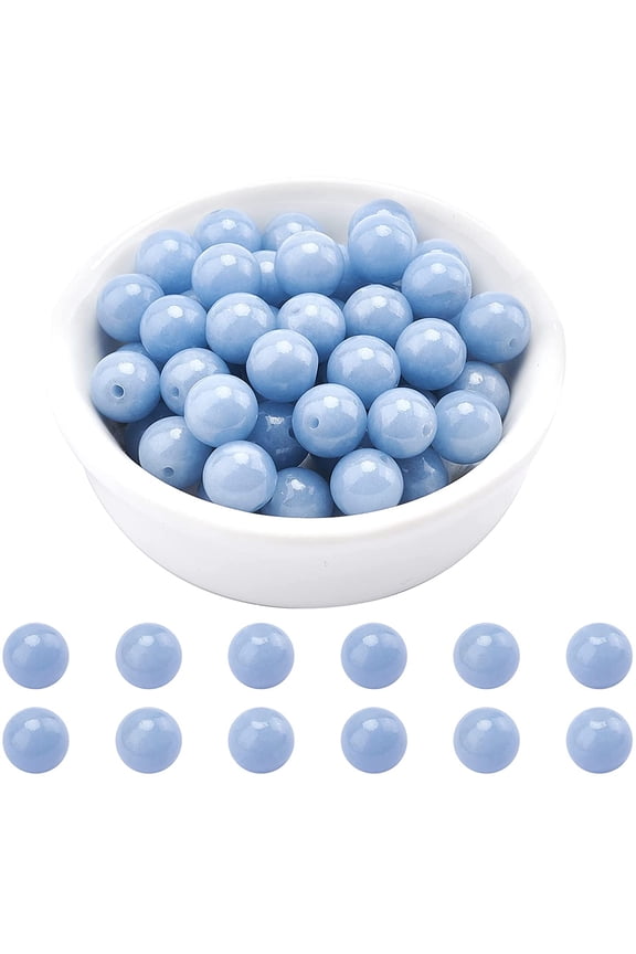 About 8mm Natural Stone Beads Natural Angelite Round Beads Genuine Gemstone Loose Beads for Bracelet Necklace Jewelry Making