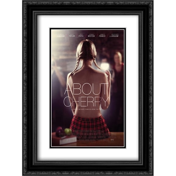 About Cherry 18x24 Black Ornate Wood Framed Movie Poster with Double Matting