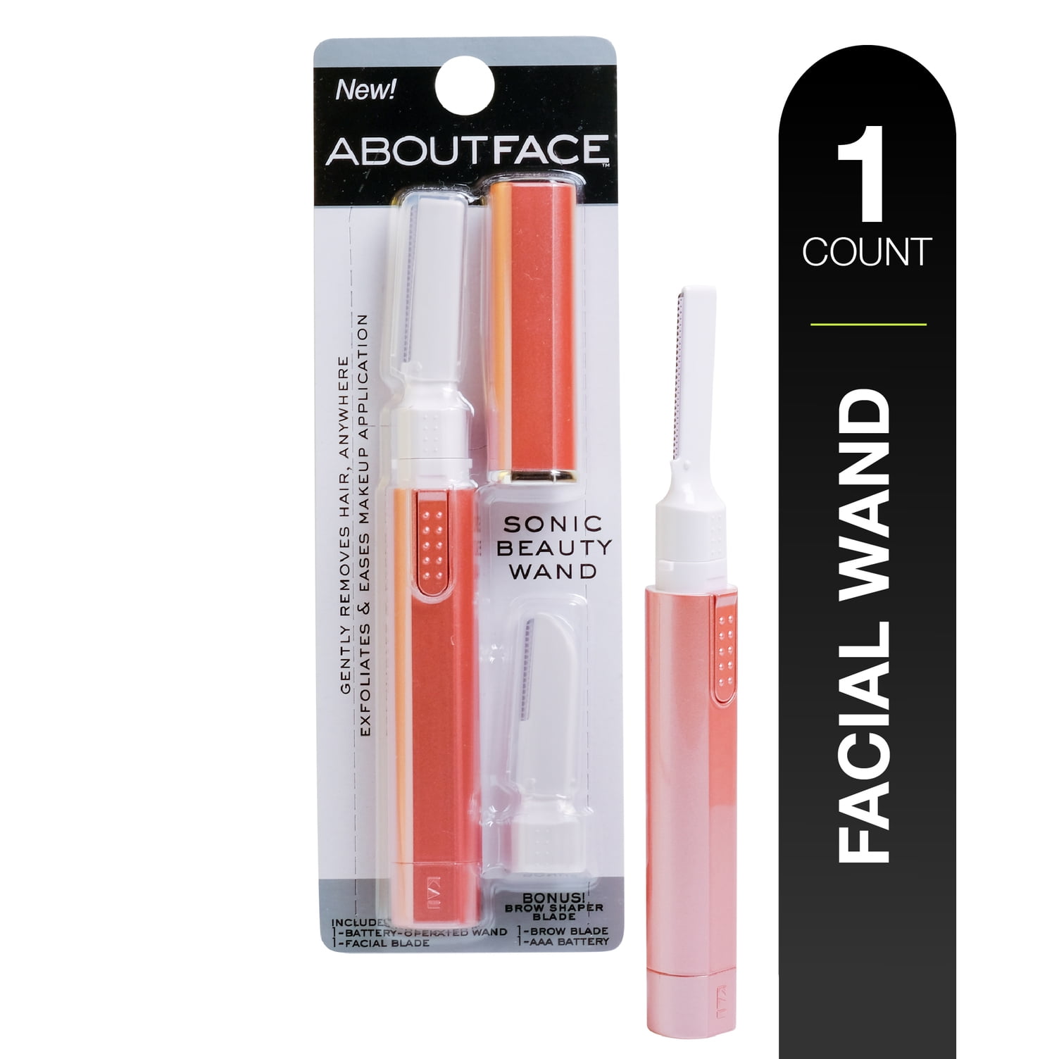 About Face Sonic Beauty Wand, Battery Operated Peach Fuzz Epilator
