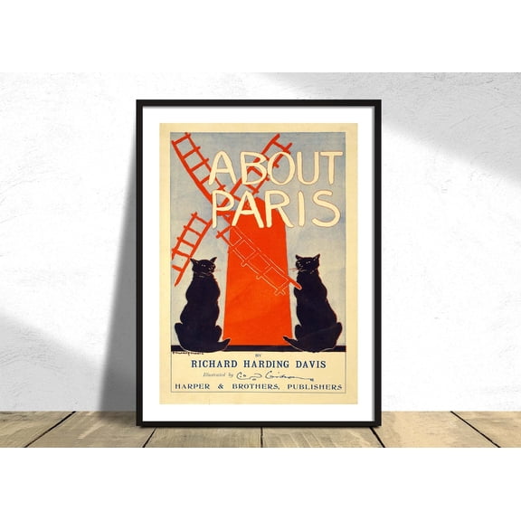 About Paris Richard Harding Davis French Decor Vintage Poster Travel Eiffel Tower Home Decoration Old Advertisement, Unframed Paper Poster 8x10in