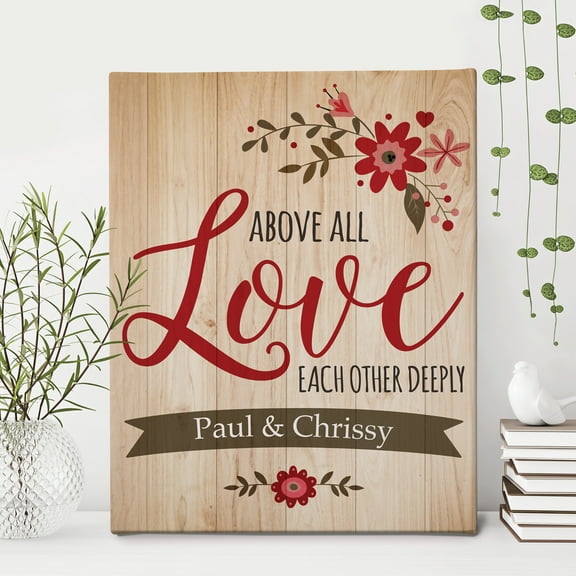 Above All Love Personalized 16 x 20 Wall Canvas