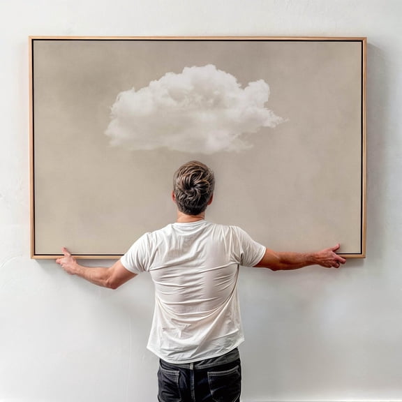 Above Bed Cloud Wall Art Neutral Horizontal Art Landscape Bedroom Decor Beige Sky Art Whimsical Wall Decor Over The Bed Wall Art Modern Wall Decor