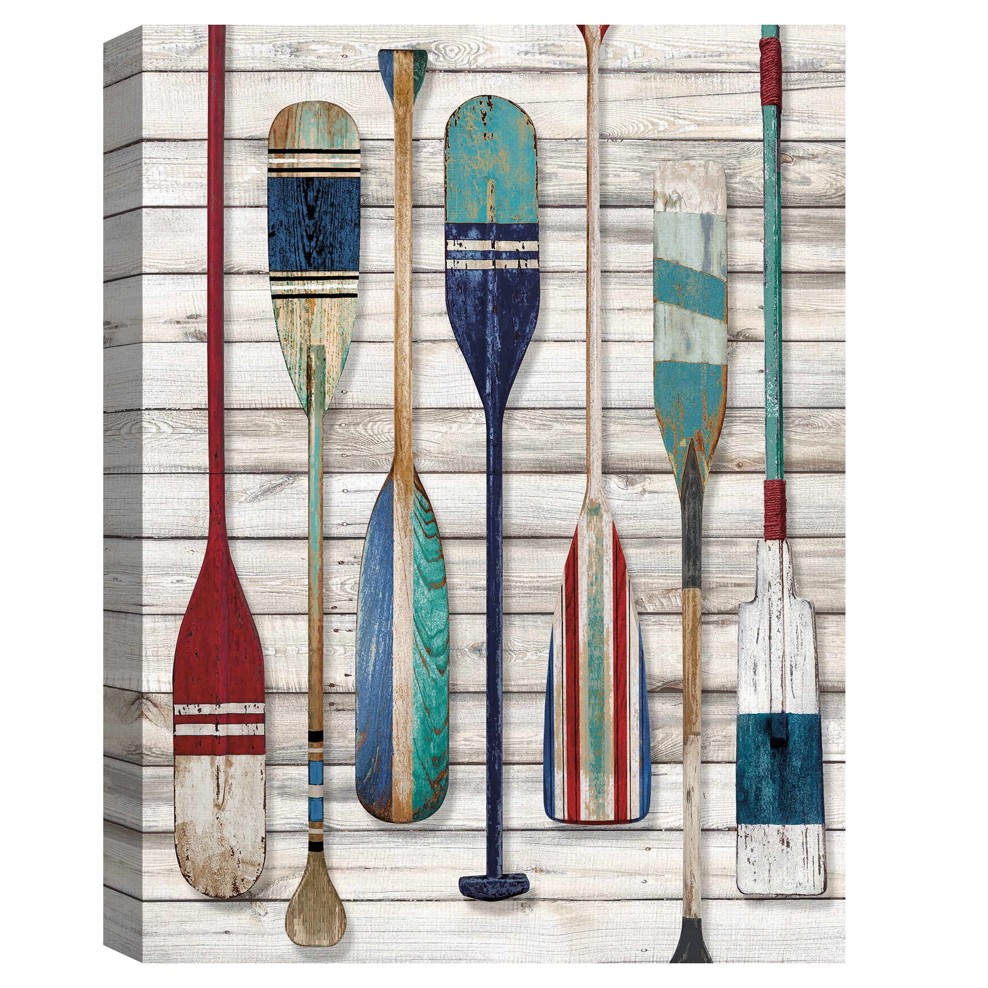 Colorful Abstract Boat Paddles Canvas Wall Art for Kids