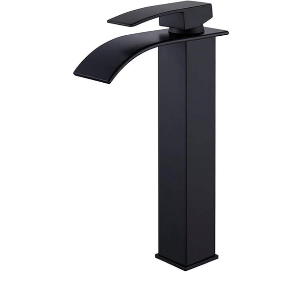 Above Counter Sink Faucet Black Hot and Cold Waterfall Bathroom Faucets Stainless Steel Single Lever Basin Mixer