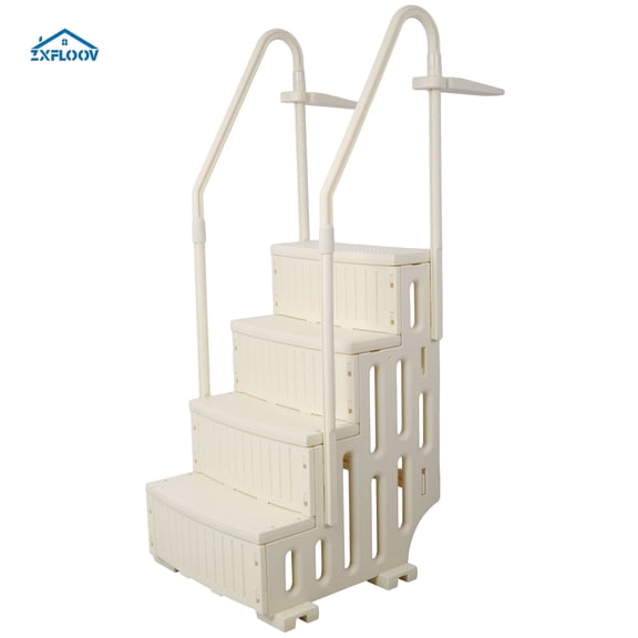 Above Ground Pool Ladder, Heavy-Duty 4 Safety Step with Handrails, 400lbs Capacity, White