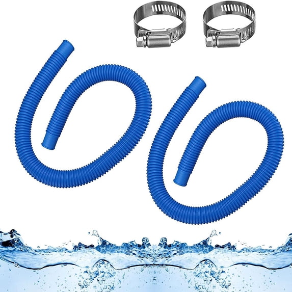 Above Ground Pool Pump Replacement Hose 1.25 Inch x 5 ft Flexible Polyethylene Filter Pump Hose Set with Clamps (2 Pack)