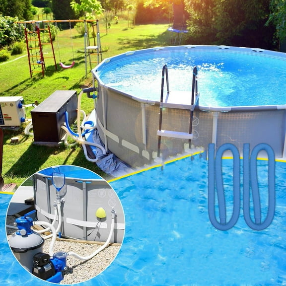 Above Ground Pool Pump Replacement Hose 1.25 Inch x 5 ft Flexible Polyethylene Filter Pump Hose Set with Clamps (2 Pack)