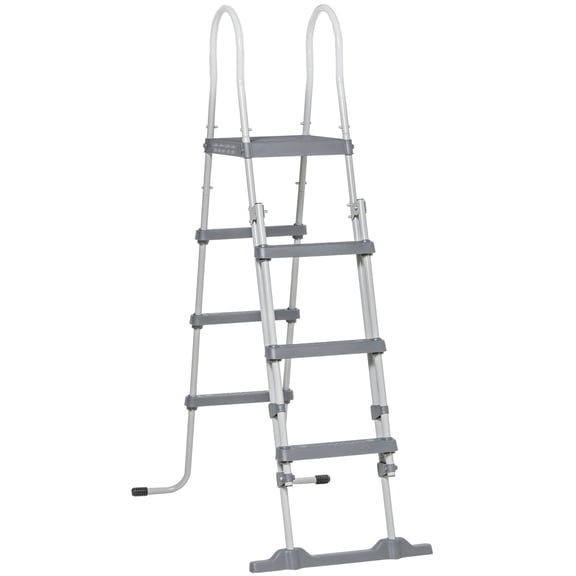 Above Ground Swimming Pool Ladder, A-Frame Deck Ladder with Top Platform, Non-slip Steps & Rounded Handrails for 48" Pool Wall Height, Gray