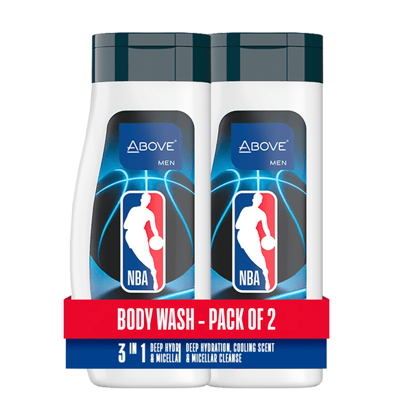 Above NBA Body Wash for Men, Ice Mint, Deep Hydration & Energizing Cleanse, Mind-Fresh Cooling Scent, 8.5 oz - Pack of 2