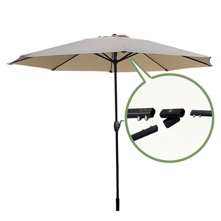 Above® OneClick® 9 foot Crank Market Umbrella with Bonus Replaceable Rib