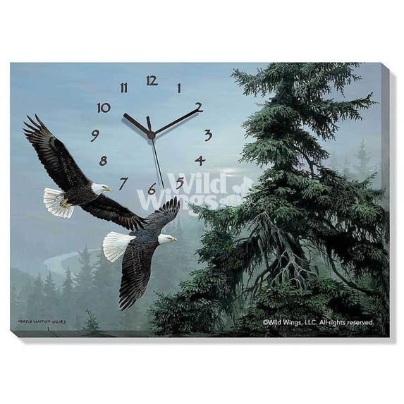 Wild Wings Above The Mist - Bald Eagle Canvas Clock by Persis Clayton Weirs
