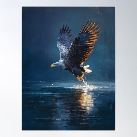 Above The Silent Water Majestic Eagle Nature Design Home Decor Office Wall Art Living Room Decor, Paper Poster Only