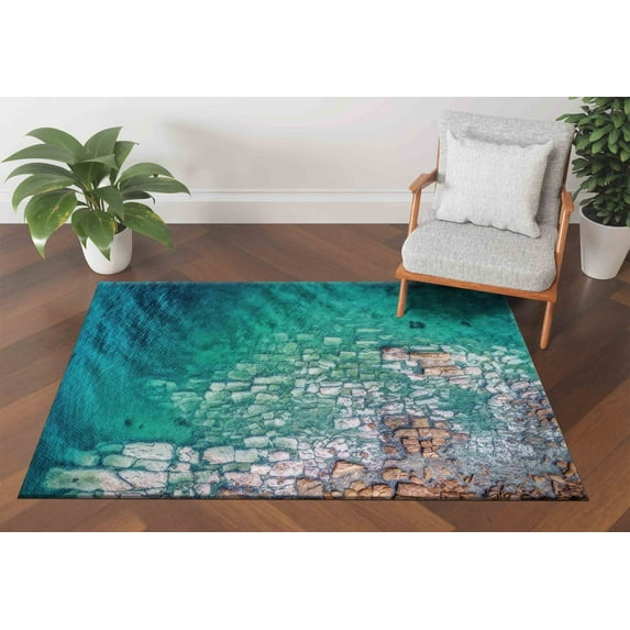 Aboveal Ocean View Rug, Aboveal Ocean Rug, Anti-Slip Carpet Rugs, View Rugs, Cosatal Rug, Colorful Rugs, Sea Scenery Rug, Personalized Rugs, 3.3'x9.2' - 100x280 cm