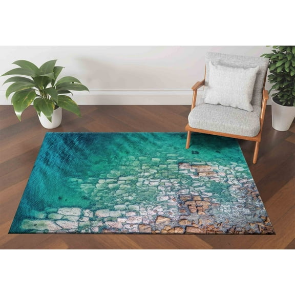 Aboveal Ocean View Rug, Aboveal Ocean Rug, Anti-Slip Carpet Rugs, View Rugs, Cosatal Rug, Colorful Rugs, Sea Scenery Rug, Personalized Rugs, 2.6'x5' - 80x150 cm