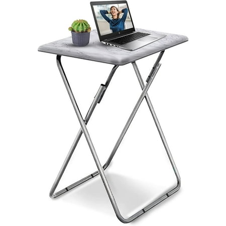 Aboxoo Foldable TV Tray, White Marble