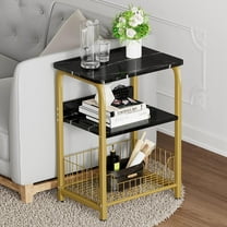 Aboxoo Indoor Vintage Storage MDF Board End Table, Black