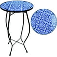 thumbnail image 1 of Aboxoo Mosaic Collection Outdoor Modern Functional Art Glass Round End Table, Purple White, 1 of 9