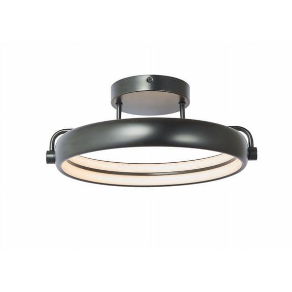 30082FM-MB-Rave-Abra Lighting-Rave - 22W 1 LED Dual Ring Flush Mount-7.9 Inches Tall and 14 Inches Wide-Matte Black Finish