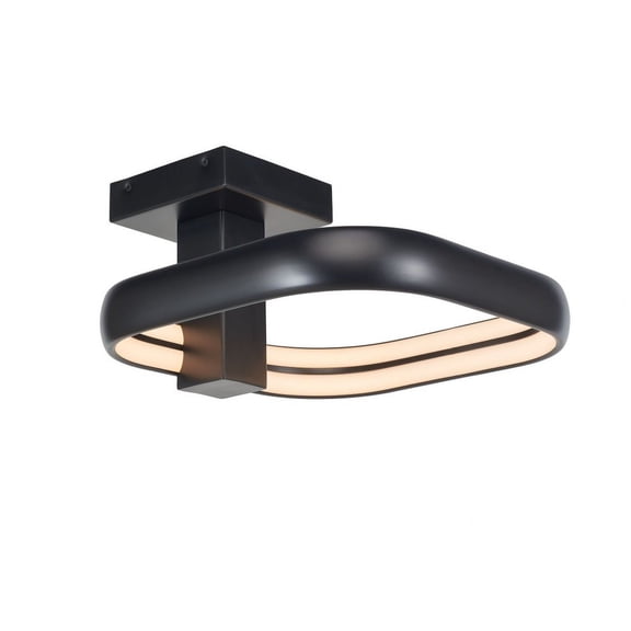 30086FM-MB-Rave-Abra Lighting-Rave - 22W 1 LED Dual Off-Set Square Semi-Flush Mount-9.9 Inches Tall and 20 Inches Wide-Matte Black Finish