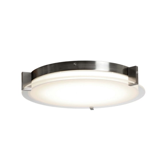30011FM-BN-Matrix-Abra Lighting-Matrix - 30W 1 LED Flat Round Low Profile Flush Mount-2 Inches Tall and 13.8 Inches Wide-Brushed Nickel Finish