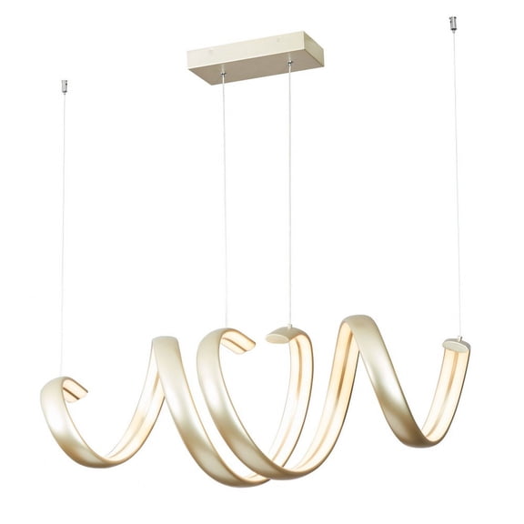 10006PN-TS-Sling-Abra Lighting-Sling - 70W 2 LED Linear Spring Pendant -19 Inches Tall and 14 Inches Wide-Titanium Silver Finish