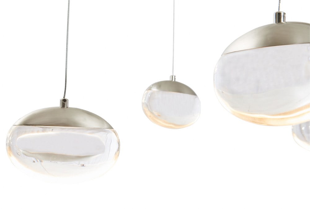 Athena Brushed Nickel Teardrop Crystal LED Pendant Light