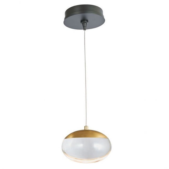10061PN-MB.BB-Athena-Abra Lighting-Athena - 6W 1 LED Pendant with Driver-1.2 Inches Tall and 5 Inches Wide-Matte Black/Brushed Brass Finish