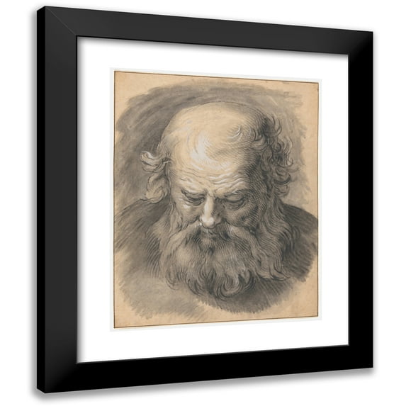 Abraham Bloemaert 12x14 Black Modern Framed Museum Art Print Titled - Study of the Head of a Bearded Man (1595-1605)