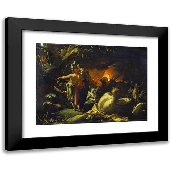 Abraham Bloemaert 14x11 Black Modern Framed Museum Art Print Titled - The Burning of Troy (ca. 1593)