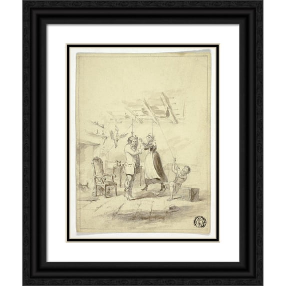 Abraham Cooper 12x14 Black Ornate Wood Framed Double Matted Museum Art Print Titled: The Hanging