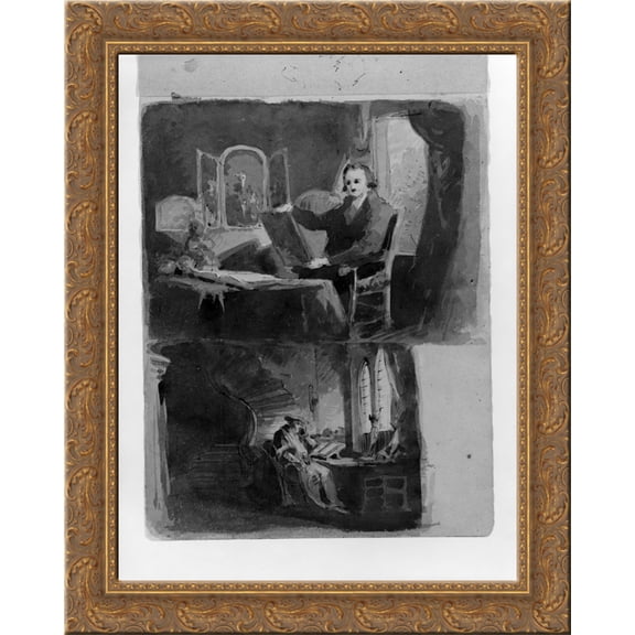 Abraham Francen, the Scholar (from Sketchbook) 24x20 Gold Ornate Wood Framed Canvas Art by Thomas Sully