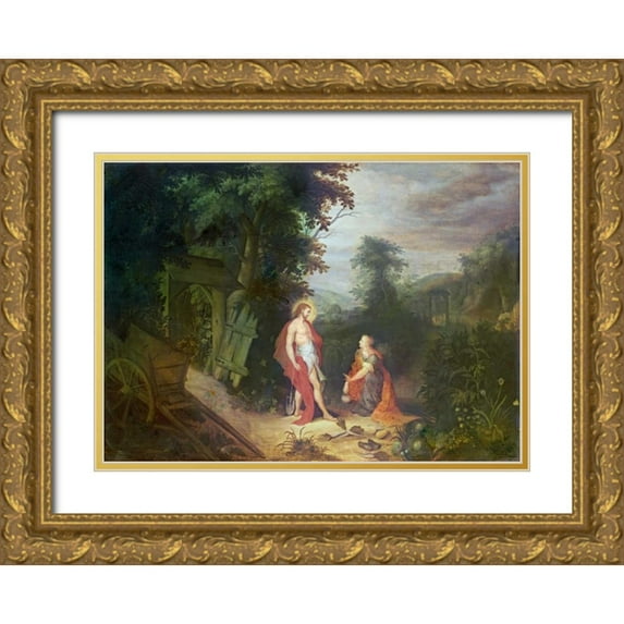 Abraham, Govaerts 18x14 Gold Ornate Wood Framed with Double Matting Museum Art Print Titled - Noli Me Tangere