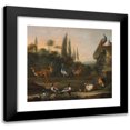 thumbnail image 1 of Abraham Jansz. Begeyn 22x20 Black Modern Framed Museum Art Print Titled - Landscape with Deer and Exotic Birds, 1 of 5