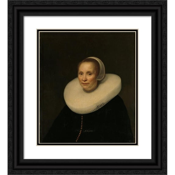Abraham Lambertsz. van den Tempel 15x17 Black Ornate Wood Framed Double Matted Museum Art Print Titled - Portrait of a Woman (1646)