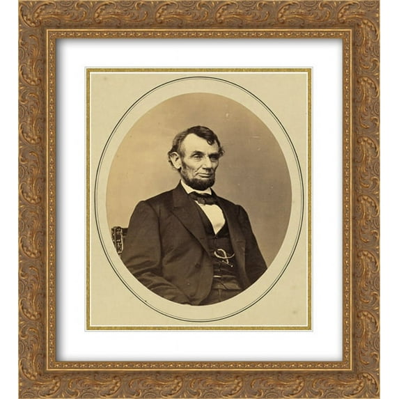 Abraham Lincoln, 16th president 18x24 Double Matted Gold Ornate Framed Art Print