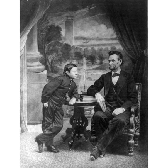 Abraham Lincoln And His Son Thaddeus. This Alexander Gardner Portrait Of Feb. 5