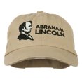 thumbnail image 1 of Abraham Lincoln Embroidered Washed Cap - Khaki OSFM, 1 of 5