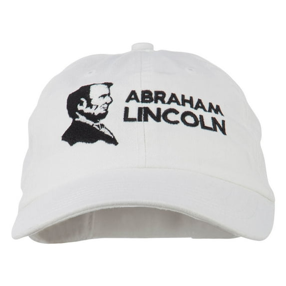 Abraham Lincoln Embroidered Washed Cap - White OSFM
