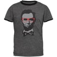 thumbnail image 1 of Abraham Lincoln Hipster Geek Glasses Mens Ringer T Shirt Dark Heather-Black LG, 1 of 1