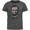 thumbnail image 1 of Abraham Lincoln Hipster Geek Glasses Mens Ringer T Shirt Dark Heather-Black MD, 1 of 1