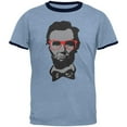 thumbnail image 1 of Abraham Lincoln Hipster Geek Glasses Mens Ringer T Shirt Heather Blue-Navy X-LG, 1 of 1
